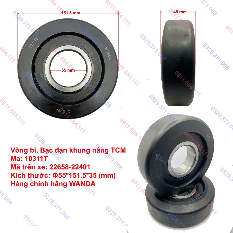Kích thước bạc đạn xe nâng 10311T (22658-22401)