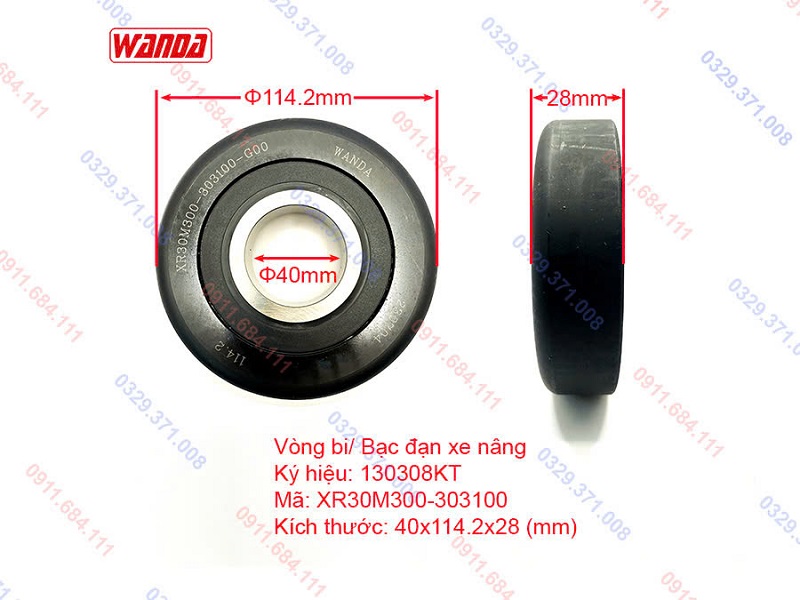 Kích thước vòng bi xe nâng 130308KT (XR30M300-303100)