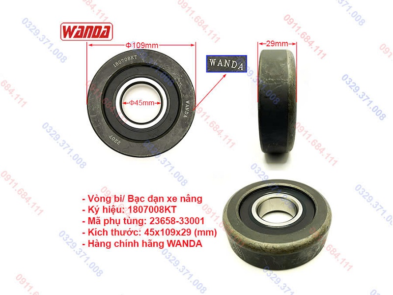 Bạc đạn xe nâng 180708KT chính hãng Wanda