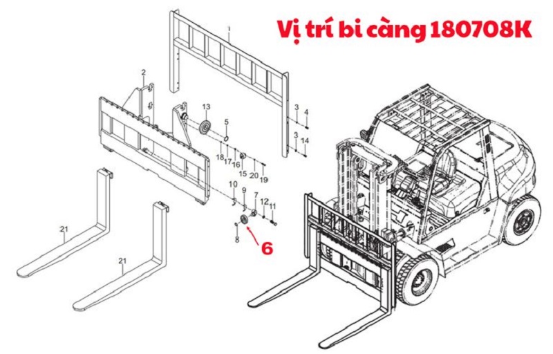 Vòng bi xe nâng 180708KT (23658-33001) xe nâng 8-8.5 tấn