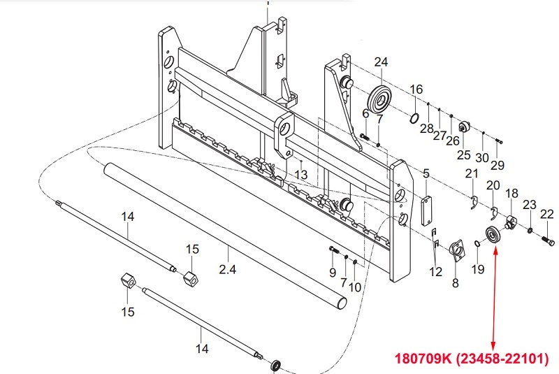 Vị trí vòng bi bạc đạn càng xe nâng 180709KT xe nâng 10 tấn