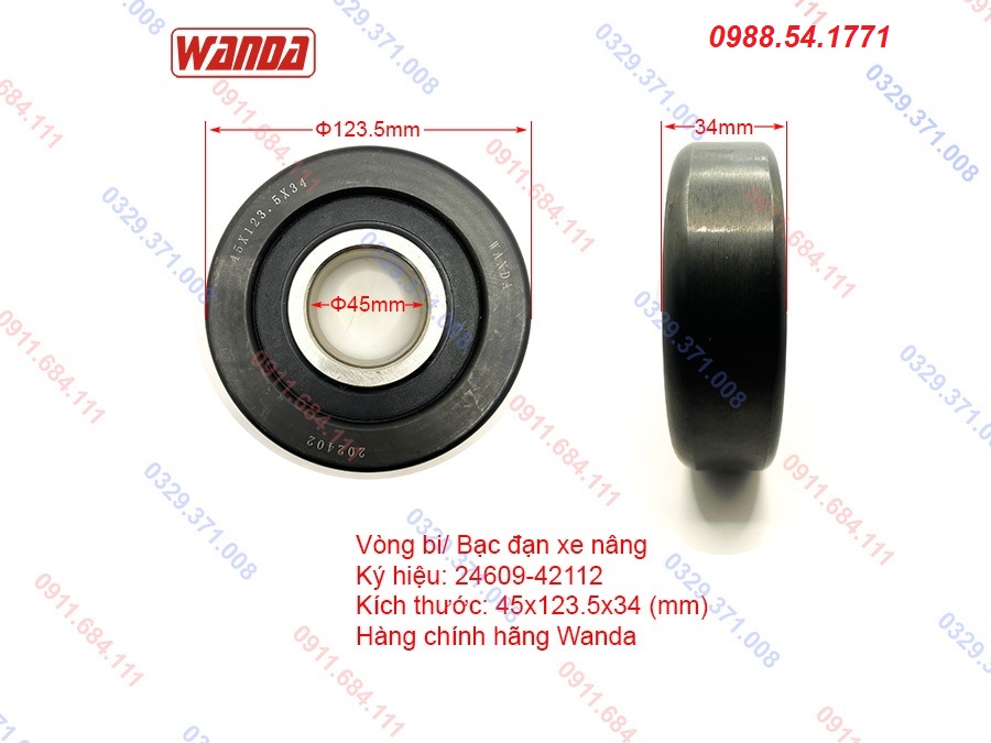  Kích thước tổng thể của vòng bi xe nâng 24609-42111/ 24609-42121