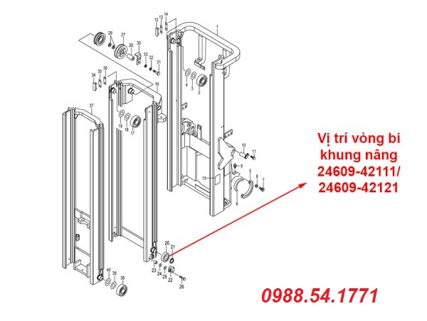 Vị trí vòng bi khung nâng 24609-42111 (24609-42121)