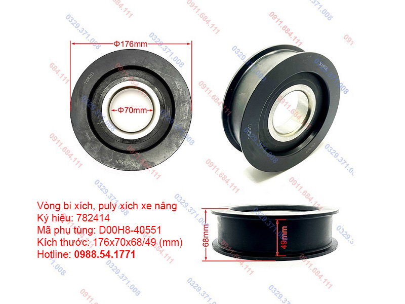 Kích thước puly xích, vòng bi xích xe nâng D00H8-40551