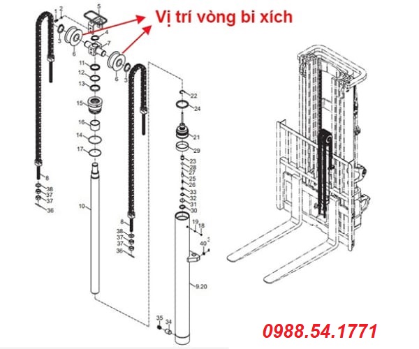 Vị trí vòng bi xích 785307
