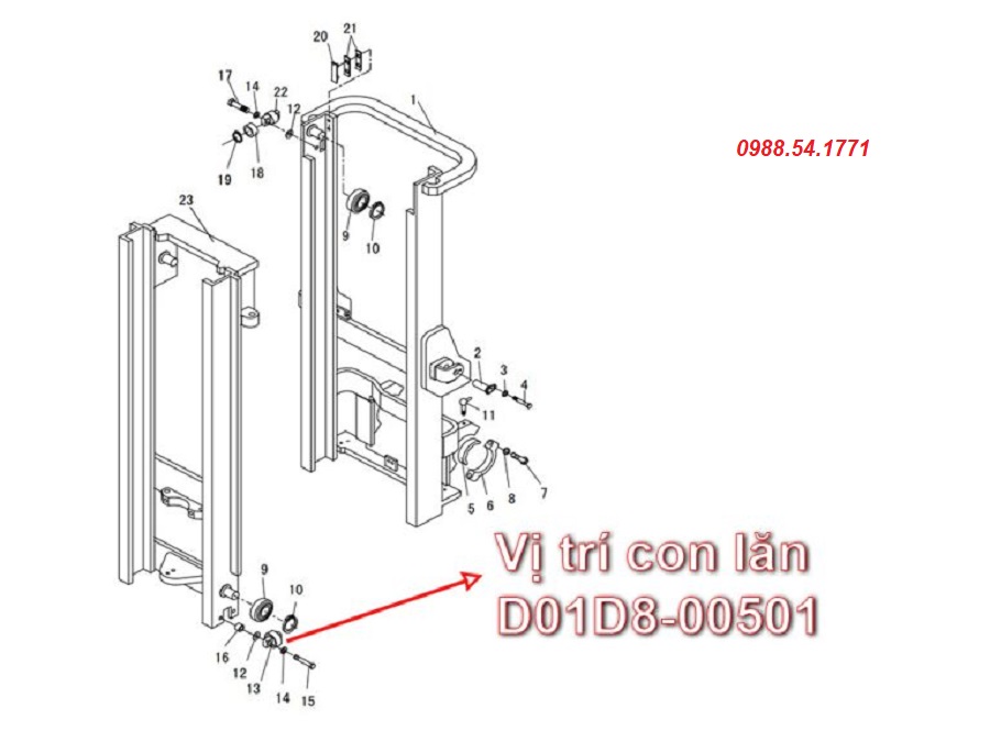 Vị trí con lăn khung nâng D01D8-00501