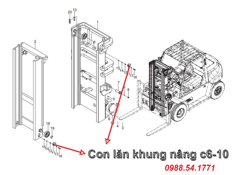 Con lăn khung nâng C6-10-WD