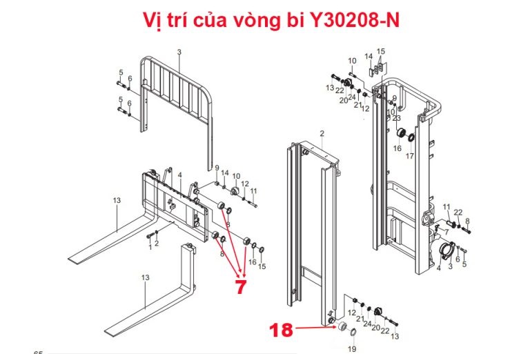Vị trí vòng bi xe nâng Y30208-N (G0269-40011)