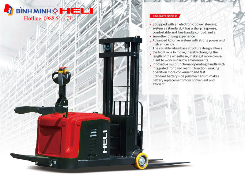 Xe nâng điện đứng lái 1.5 tấn Heli CPD15-JRD