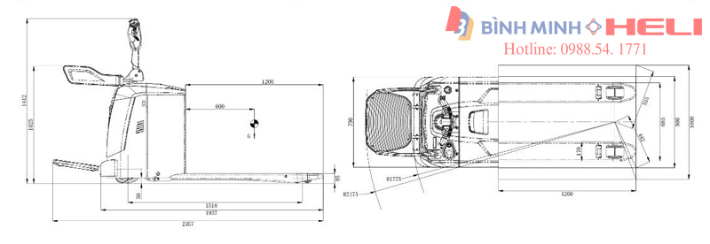 Thông số kỹ thuật xe nâng Heli CBD30-VRD