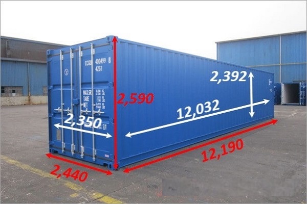Kích thước container 40ft tiêu chuẩn