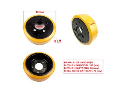 Bánh PU xe nâng 248x75-80-5K (5 lỗ)